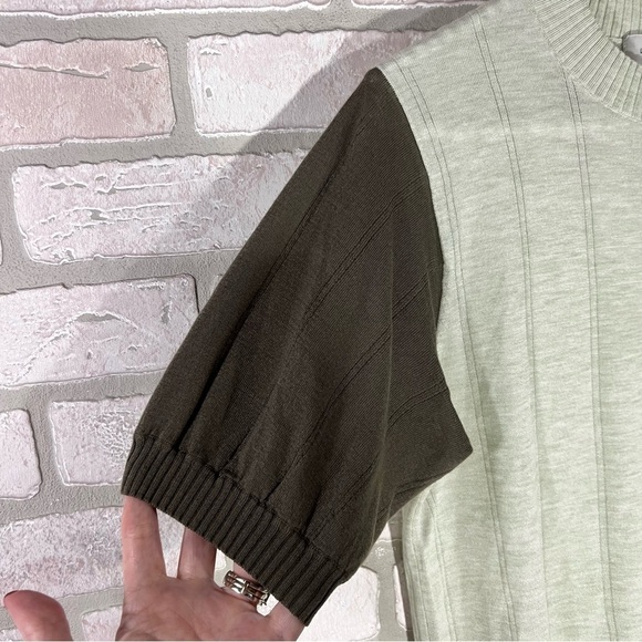 Lee Mathews Green Contrast Tencel Short Sleeve Top Size M - Picture 7 of 9